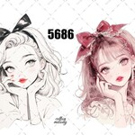 original sticker « no.5686 »     //     人物ステッカー オリジナルステッカー オリジナル人物ステッカー ステッカー cotton melody ミニステッカー