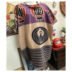 手ぬぐい(般若柄や紋柄）色々柿渋染め裾コクーンチュニック　　　　手ぬぐいリメイク