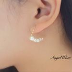 ２way三角シンプルゴールドパール・フックピアス
