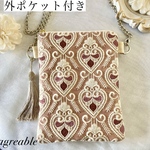 《再販》★外ポケット付き★インド刺繍　インド刺繍スマホポシェット　インド刺繍スマホポーチ　インド刺繍ポシェット　インド刺繍ポーチ　ギフト　フェイクレザー　＊ワックスコード又はチェーンをお選び下さい。