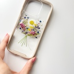 【flashy】 押し花　スマホケース　iphoneケース 全機種対応　ブーケ　花束　ドライフラワー　ソフトケース　手帳型ケース　バンパーケース　花柄　派手　カラフル　小花　結婚式