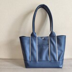 ☆3425m様専用☆合皮(グランシルク)MLマチ広め ネイビー ×ホワイト 倉敷帆布