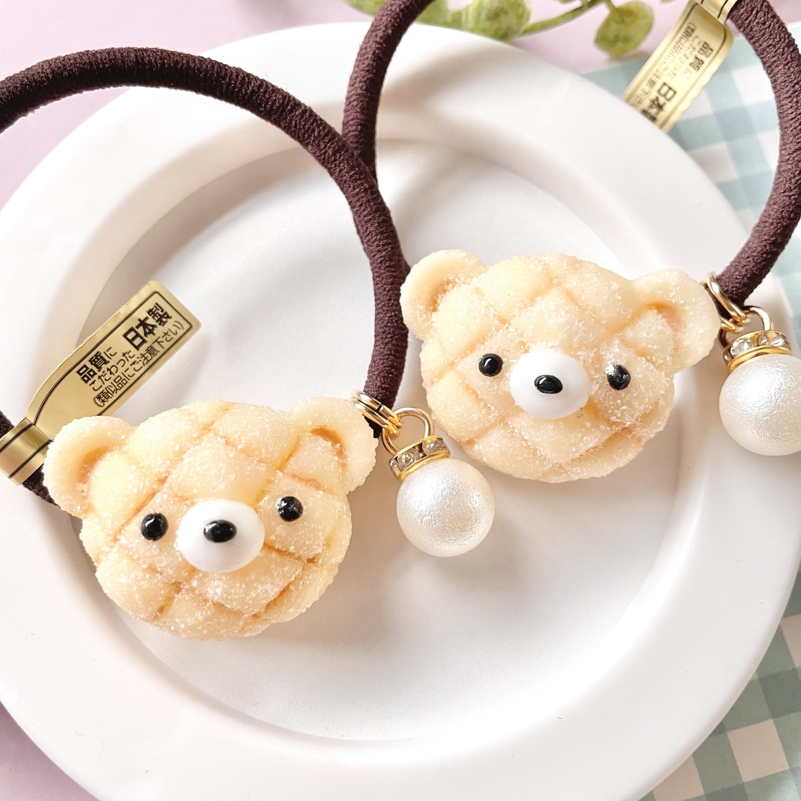 可愛い☆くまちゃん☆リボン☆カスタムキーホルダー トリプルリボンのくまちゃんキーホルダー 大人かわいいクマの