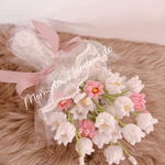 モールフラワー　小さなすずらんのブーケ　ピンクと白　花束　誕生日　発表会