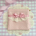 リボンドットポケットティッシュケース付きポーチ ピンク系 リボン フリル