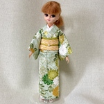 リカちゃん　着物　ミントグリーン・花柄