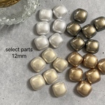 【5235】10個 12mm シアー カボション スクエア 四角 グレー ブラック ホワイト 白 ゴールド クリーム import select  parts Malice【a57】
