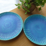 『michiyo-9 さま　ご予約品』しのぎ小皿　ターコイズブルー
