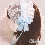 ハートレース♡うさぎヘッドドレス (水色)ロリィタ  ロリータ ヘッドドレス ヘドレ 頭もの クラロリ 甘ロリ メイド コンカフェ 地雷 ヲタ活 推し活 水色 ゴスロリ ブルー 青 ハロウィン 可愛い