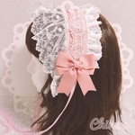 ハートレース♡うさぎヘッドドレス (ピンク×ホワイト) ロリィタ  ロリータ ヘッドドレス ヘドレ  頭もの クラロリ メイド コンカフェ 量産型 地雷 ヲタ活 推し活 ピンク ゴスロリ