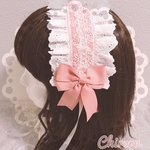 はしごレース♡ヘッドドレス (ピンク×ホワイト)ロリィタ  ロリータ ヘッドドレス ヘドレ  頭もの クラロリ メイド コンカフェ 量産型 地雷 ヲタ活 推し活 ゴスロリ ピンク ドーリー 可愛い