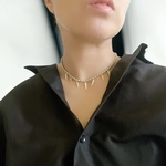 ボールチェーン×ゴールドスパイクネックレス　短めネックレス　モード　ユニセックス　オケージョン