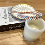 V字ミサンガ【ピンク×イエロー×ライトブルー】 サイズ調整&付け外