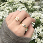 SUS316L✧︎グリーンアベンチュリン×お花のビーズリングセット