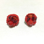 真っ赤なルージュピアス◇ビーズピアス・ビーズ刺繍