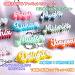 【筆記体】名入れ 3D英字キーホルダー　オーダーメイド　10色　アルファベット 文字入れ 8文字まで