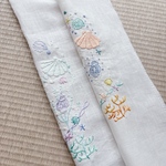 【受注販売】刺繍半衿　海のいきもの 