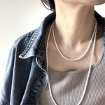 【アレンジが効く】120cm 貝パールロングネックレス シェルパール マンテル スクラプ サージカルステンレス 着脱楽チン 上品 繊細 |ホワイト