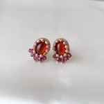 アンティーク　パープル　ピアス　ビーズ刺繍　イヤリング　結婚式　お呼ばれ　ウェディング　ブラウン　ゴールド　パーティー　秋　秋色