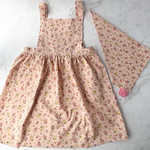 【送料無料】キッズエプロン＆三角巾セット（選べる2サイズ）／花柄・ピンク