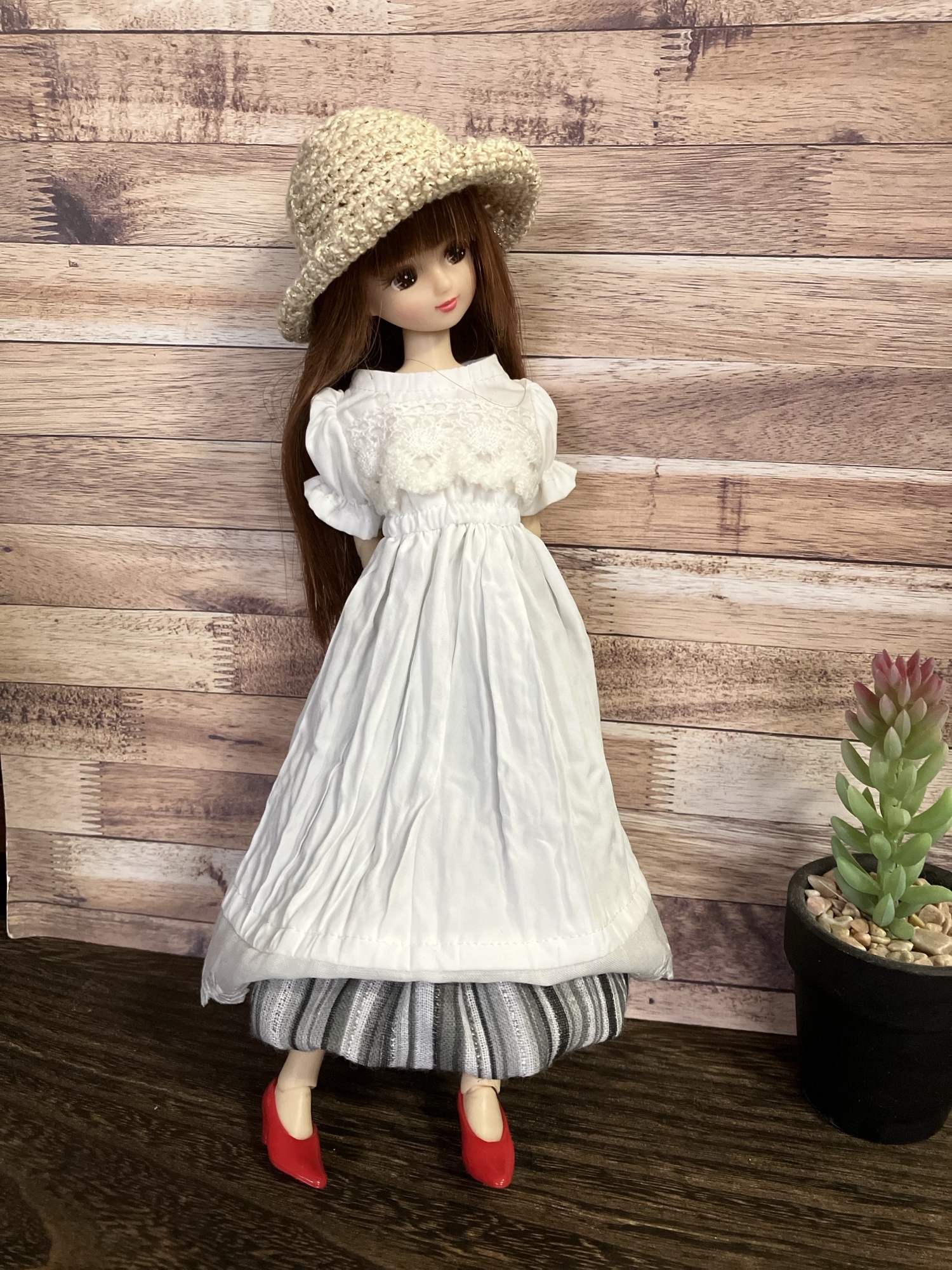 シワ加工ワンピース☆22センチドール洋服ドール服ドール22㎝ドール服1
