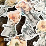 送料無料【A182コラージュ素材】紙モノ/シール　人物　花　ジャンクジャーナル　レトロ　ヴィンテージ 　