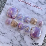 ネイルチップ　8201 パープル　紫　紫陽花　白　つけ爪　ゆかた　現品　ペディキュア　フットネイル　夏　浴衣　足用　フル　海　