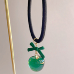 青りんごヘアゴム　リボン