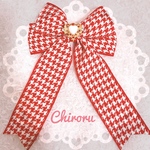 千鳥柄ハート♡ブローチ(レッド)ロリィタ メイド コンカフェ 量産型 地雷 プレゼント ギフト ヲタ活 ヘアメ アイドル衣装  制服 お揃い コサージュ 発表会 オタ活 推し活 チェック 赤 可愛い