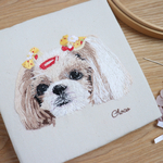 ペット刺繍🐾オーダーメイド　ファブリックパネル　愛犬　ファブリックボード　手刺繍　うちの子