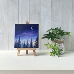 プチキャンバス絵画シリーズ♡アクリル画《原画》  ✴︎  Twilightと月  ✴︎
