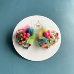 【sparkle】ビビッドチュールとビーズの刺繍ピアス(イヤリング)