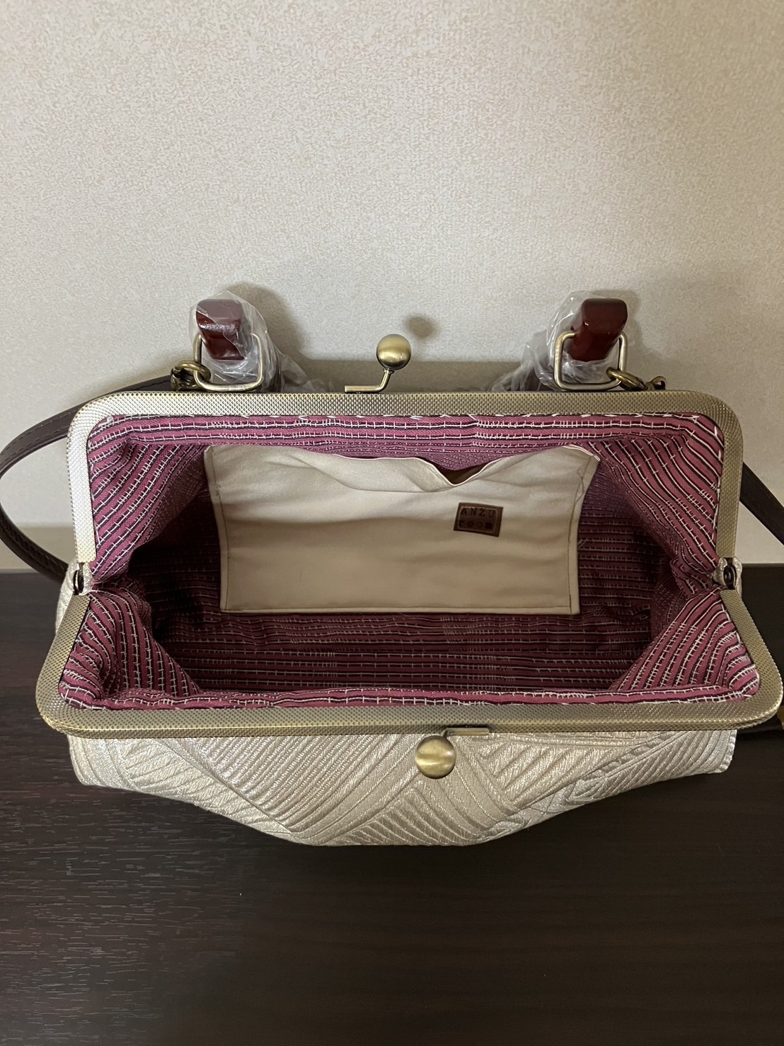アンズルーム☆2WAY☆着物 帯☆がま口 バッグ☆ハンドバッグ 