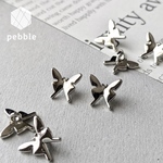 【2pcs】ボタン 蝶 バタフライ ミニ メタル シルバー BT-222