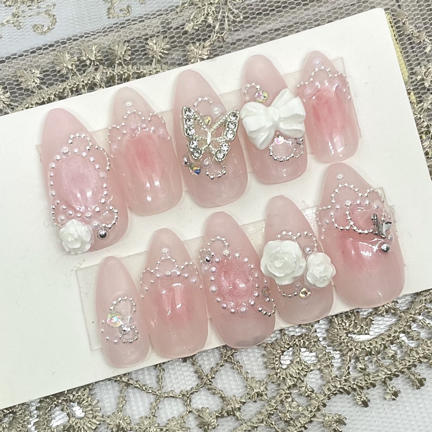 サイズオーダー♡ ニュアンス×マグネット×シルバーY2Kネイルチップ 