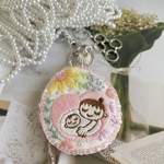 刺繍マタニティマークキーホルダー(花柄パステル)