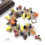 【1点物】もぎたて。たっぷりフルーツのブレスレット　果物のチェコビーズアクセサリー