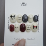 #12【mickey &minne（red blue）】ディズニーネイル　らくがきネイル　ミッキーミニー  大人かわいい