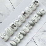 1130.（全サイズ現品販売）らくがき×シルバー♡ネイルチップ