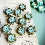 【1コずつ販売】JIRI＊IVANA#czech beads#チェコビーズ　inbus (hexagon)flower20㍉　crystal picasso/blue amber