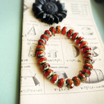 【1連25コセット】JIRI＊IVANA#czech beads#チェコビーズ　rondel9✖️6㍉ tomato red/picasso