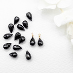 ＊2個＊ 天然石 パーツ ブラックスピネル チャーム 金色 ピアス ペンダント アクセサリー作り te106