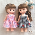 着せ替え楽々♡シャーリングワンピース　チェック2種　ソラン♡メルちゃん  はなちゃん　26cmドール