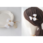 fleurs 髪飾り　ヘアアクセサリー　ヘッドドレス　ヘアパーツ　コーム　シフォン花　フラワー　布花　布花アクセサリー