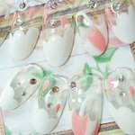 【送料込み】雨でも楽しく♪(ピンク パラソル ネイル)