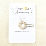 〈結婚記念日〉水引リングのアニバーサリーカード【ゴールド】〈使える水引リングのクリップ付き 〉数字入れ（お試し価格）　相生結び　封筒またはOPP袋付き　