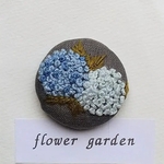 刺繍くるみボタン(ヘアゴム/ブローチ)紫陽花