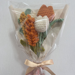 ハンドメイド オレンジ系花束 枯れないお花 花束 毛糸 かぎ編み プレゼント インテリア