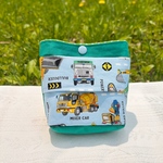 はたらくトラック車柄の移動ポケット！フタなし⭐︎ダブルポケット⭐︎まち付き⭐︎男の子【幼稚園　保育園　小学生　ハンカチ　入れ　ティッシュ　入れ　プレゼント　ギフト
