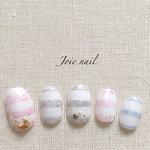 ふわもふ♡ニットなボーダーネイル